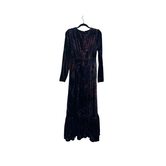 Anthropologie NWT Burnout Velvet Long Sleeve Maxi Dress Size 6 - Picture 2 of 13
